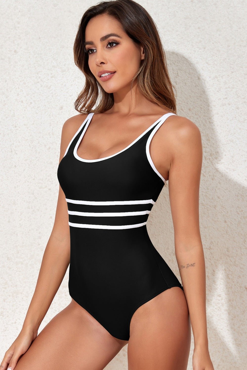 Contrast Trim Scoop Neck One - Piece Swimwear - Mervyns