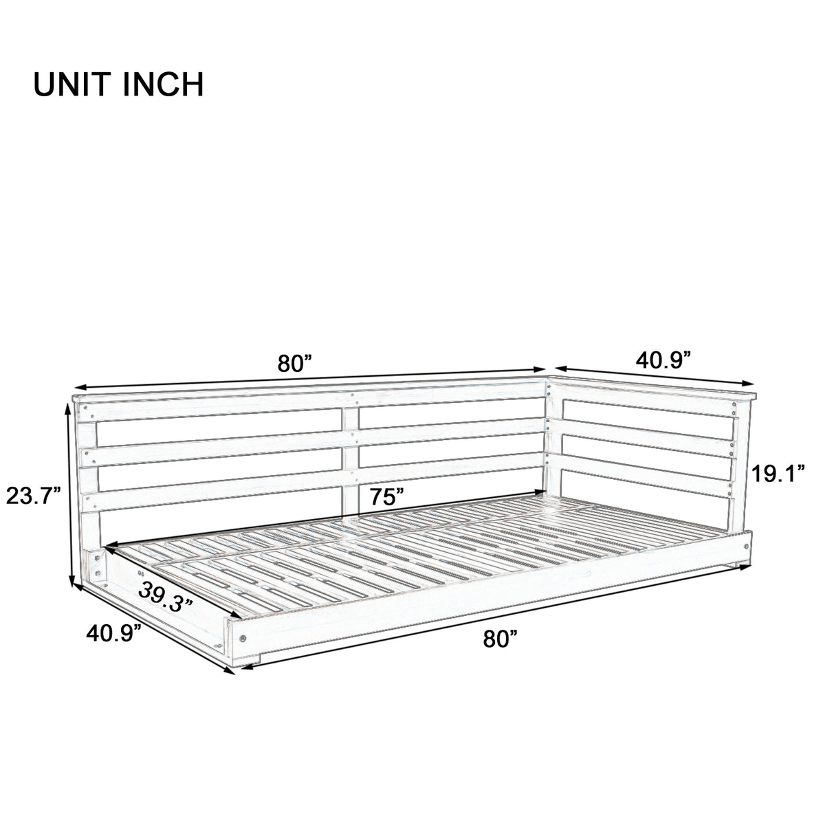 Country Patio Wooden Swing Daybed Porch Swing Frame with Hemp Ropes for Backyard Garden - Mervyns