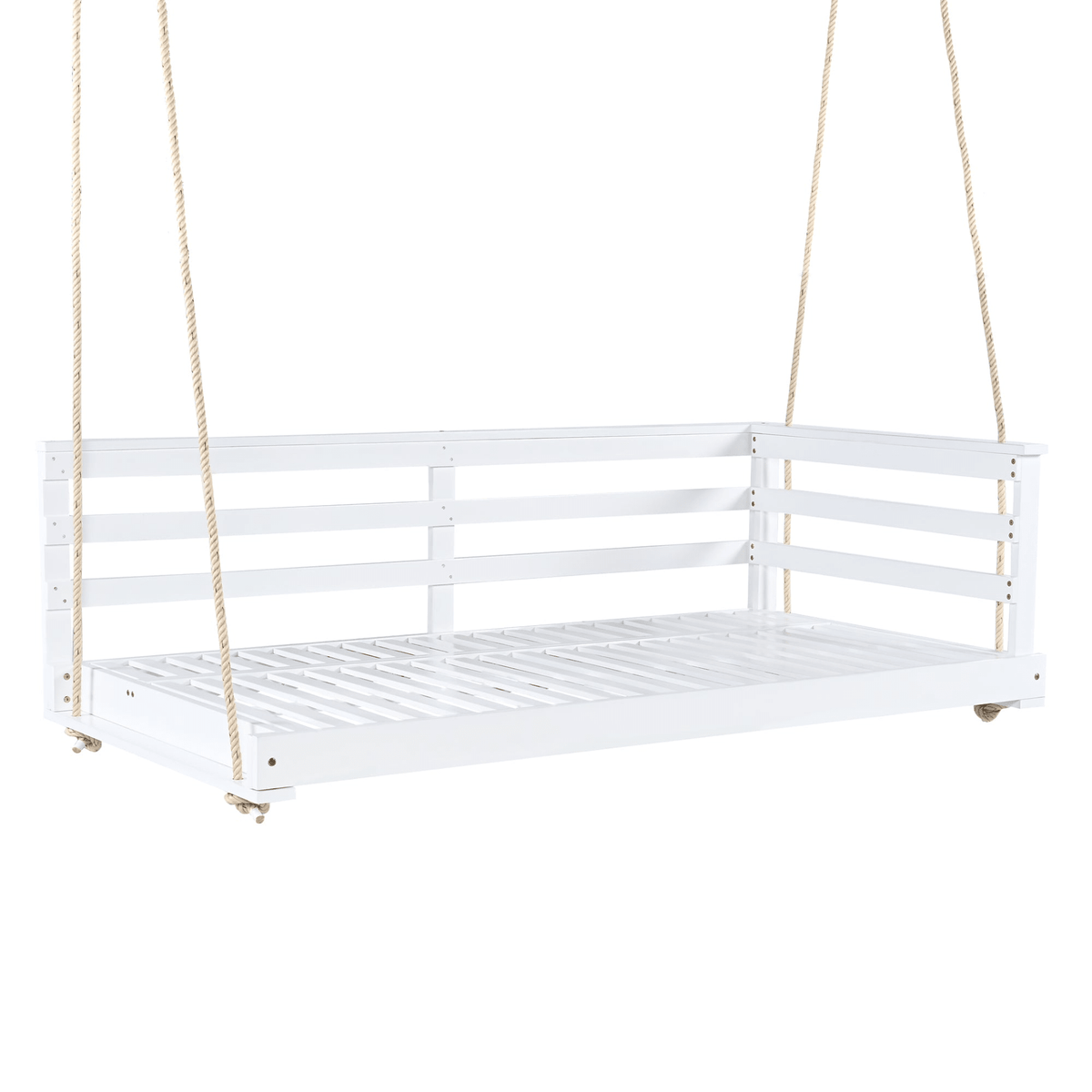 Country Patio Wooden Swing Daybed Porch Swing Frame with Hemp Ropes for Backyard Garden - Mervyns