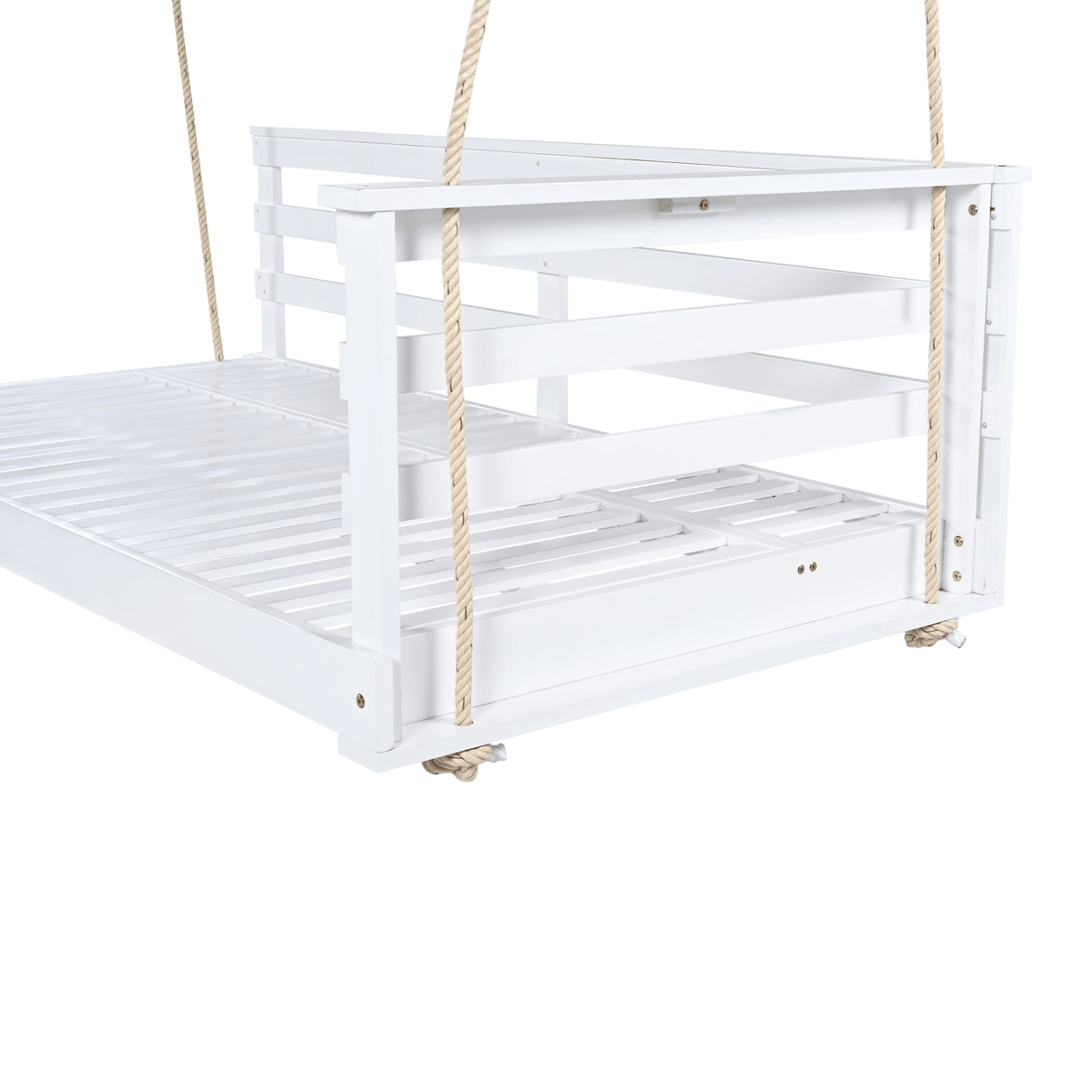 Country Patio Wooden Swing Daybed Porch Swing Frame with Hemp Ropes for Backyard Garden - Mervyns