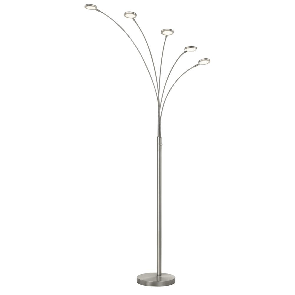 Cremona Integrated 79" LED Metal Arc Floor Lamp in Brushed Steel Finish - Mervyns