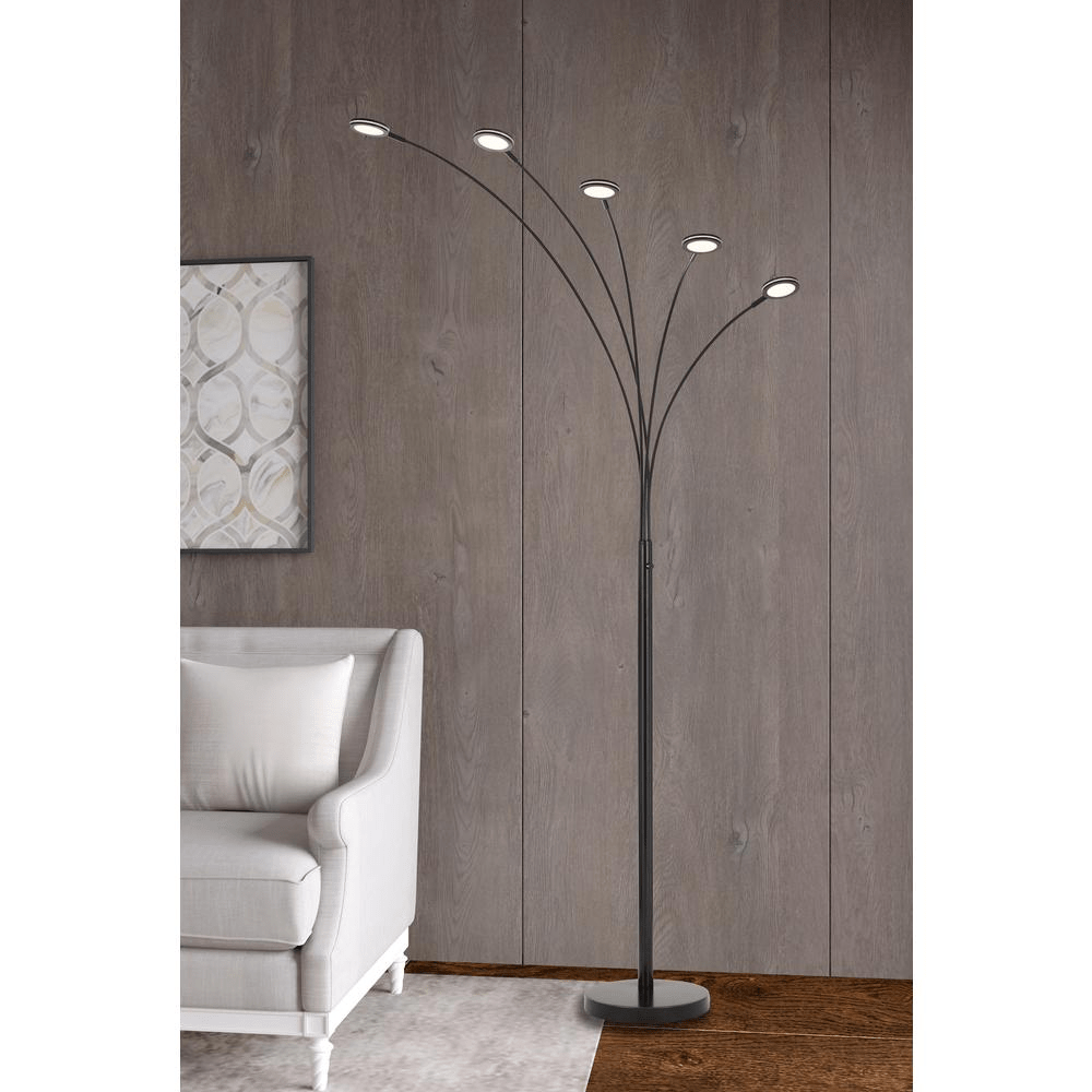 Cremona integrated 79" LED Metal Arc Floor Lamp in Dark Bronze Finish - Mervyns