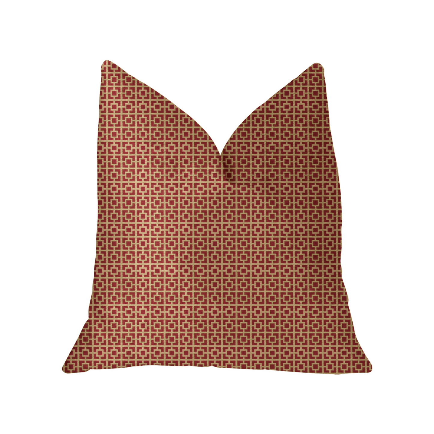 Crimson Square Red and Beige Luxury Throw Pillow - Mervyns