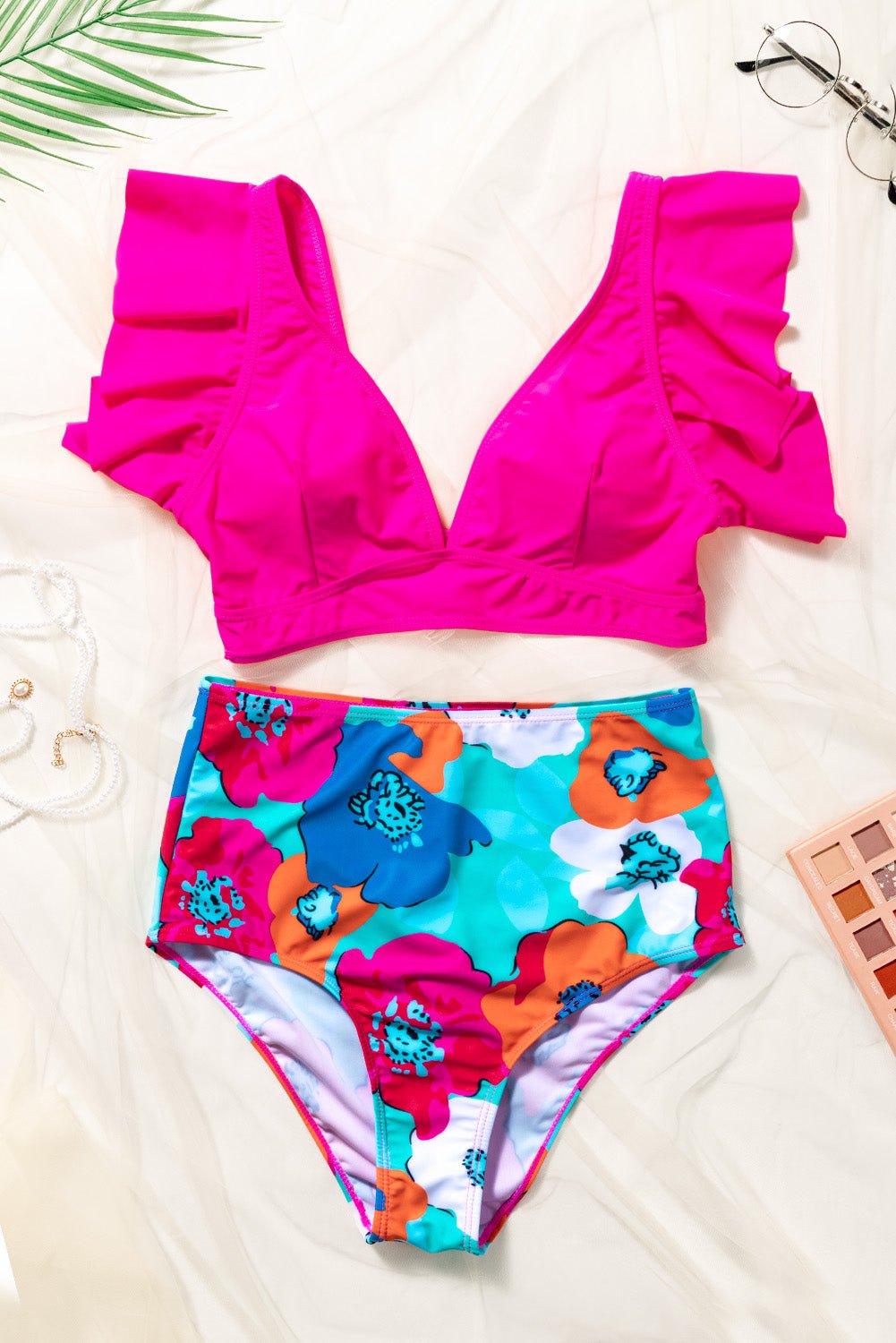 Cropped Swim Top and Floral Bottoms Set - Mervyns