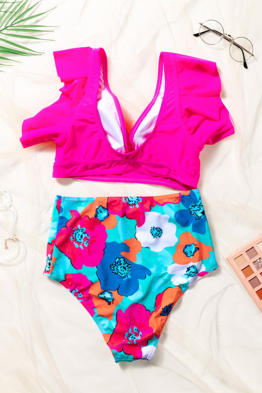 Cropped Swim Top and Floral Bottoms Set - Mervyns