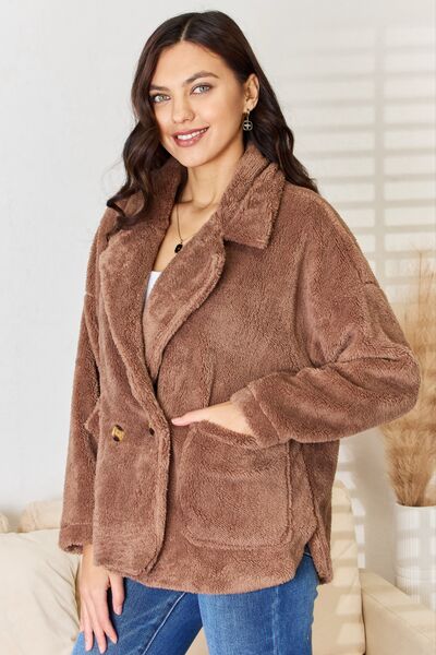 Culture Code Double Breasted Fuzzy Coat - Mervyns