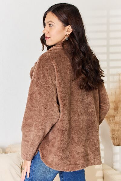 Culture Code Double Breasted Fuzzy Coat - Mervyns