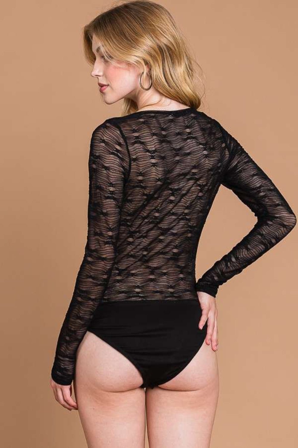 Culture Code Round Neck Mesh Perspective Bodysuit - Mervyns