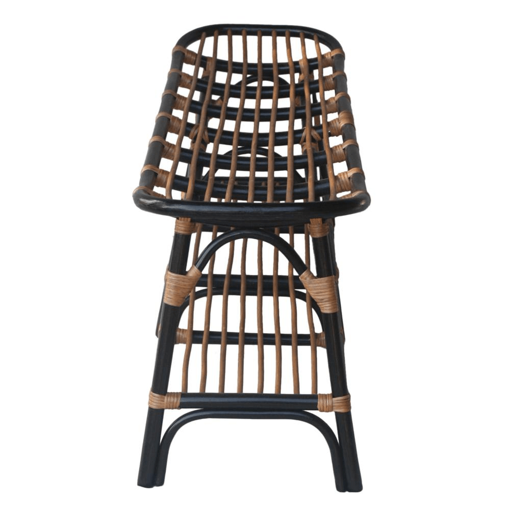 Damara Rattan Bench w/ Shelf, Black - Mervyns