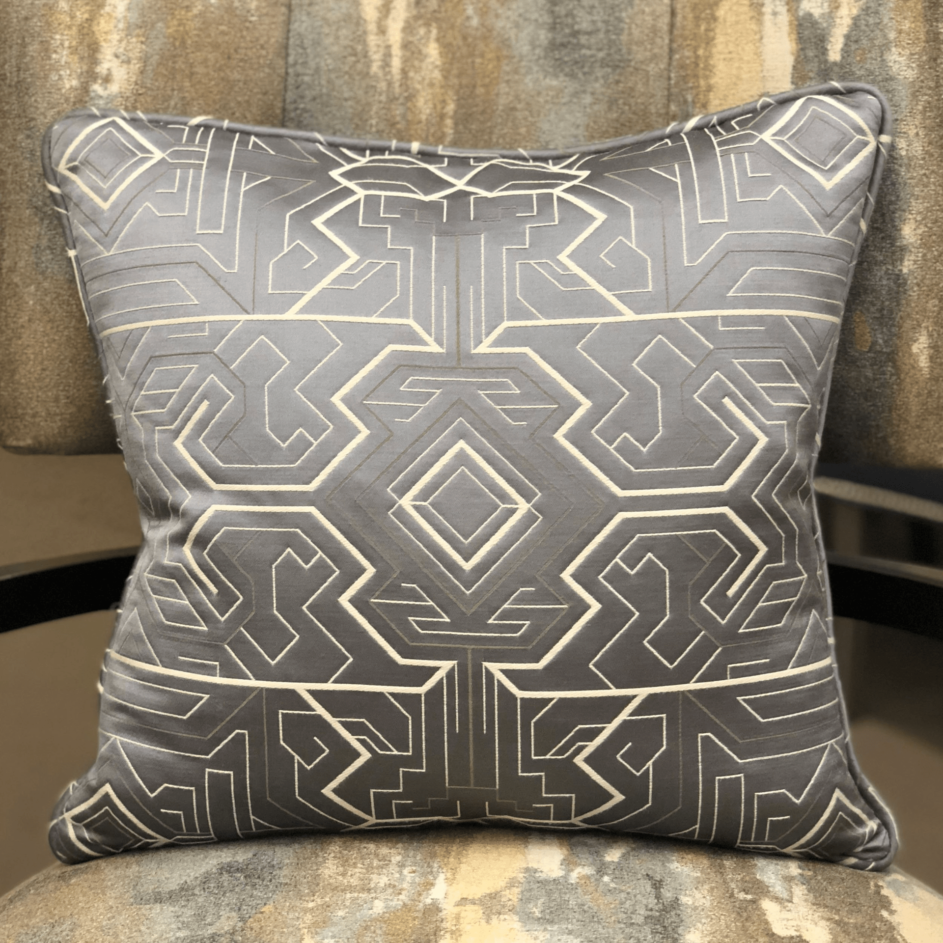 Daria Moss Silver Geometric Luxury Throw Pillow - Mervyns