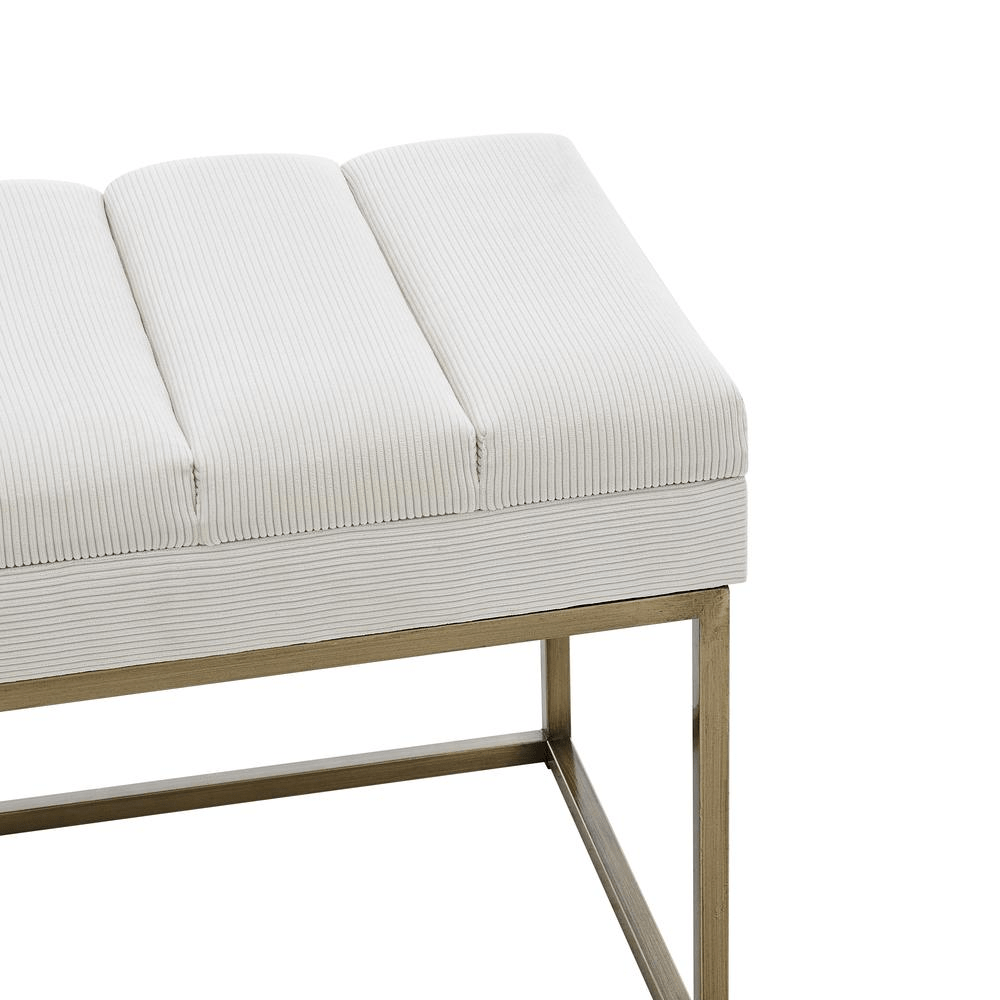 Darius Fabric Bench in White - Mervyns