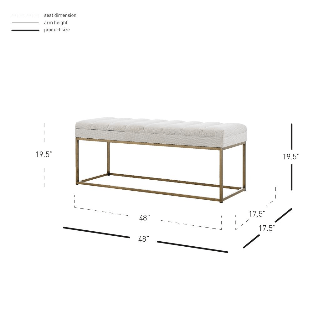 Darius Fabric Bench in White - Mervyns