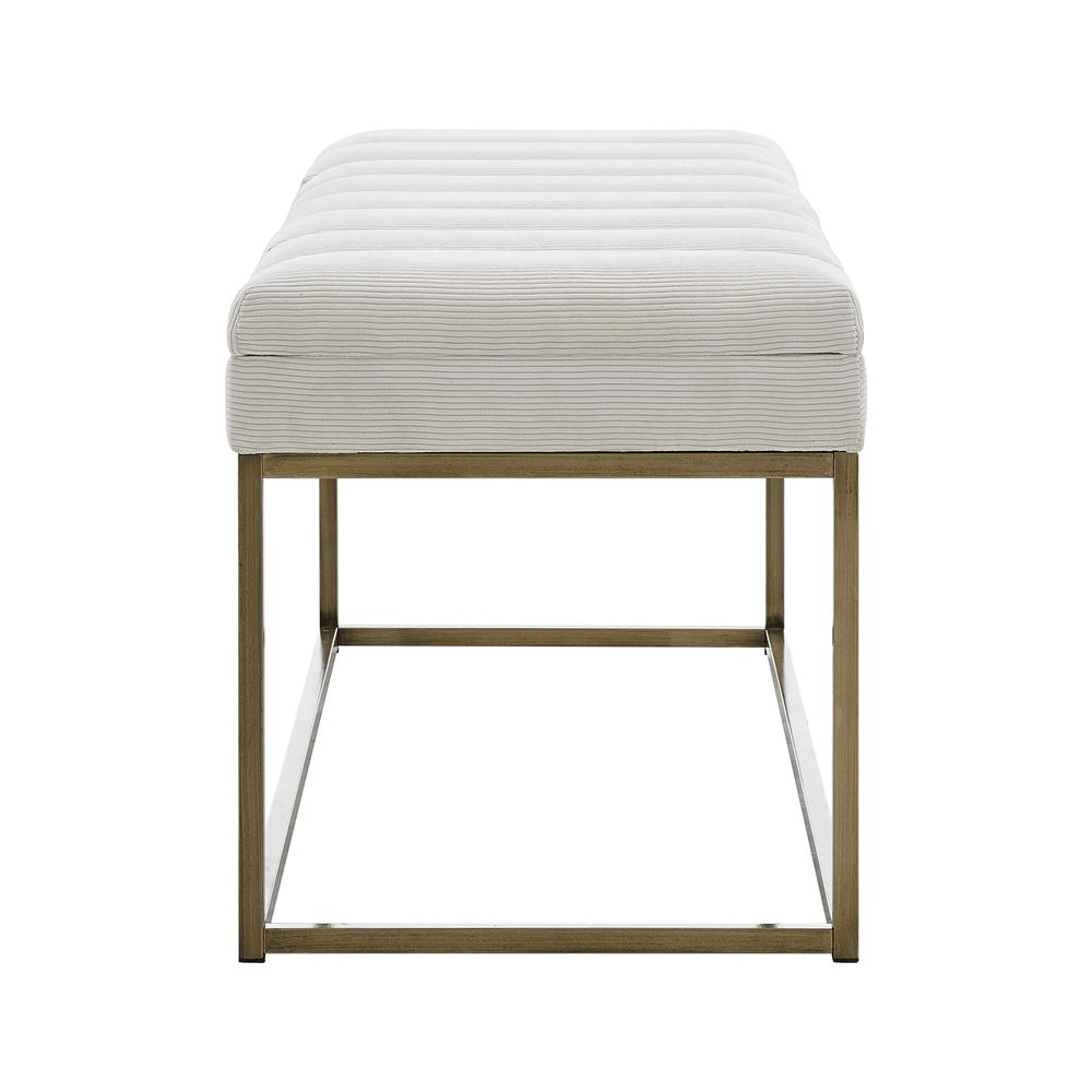 Darius Fabric Bench in White - Mervyns