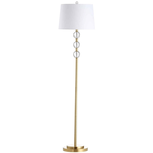 Davina 1LT Crystal Floor Lamp, AGB w/ White Shade - Mervyns