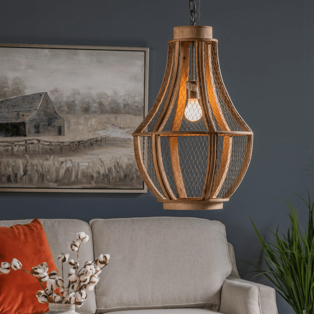 Deja Single Light Metal and Wood Pendant - Mervyns