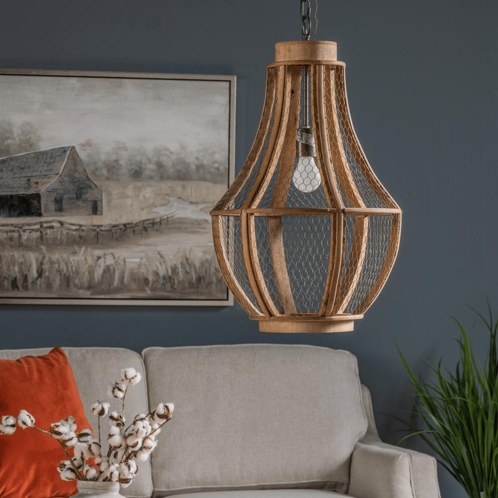 Deja Single Light Metal and Wood Pendant - Mervyns