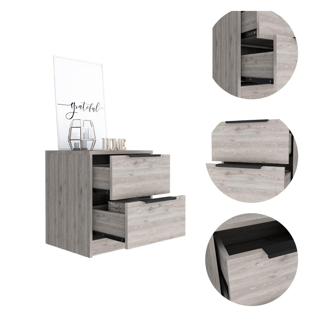 DEPOT E - SHOP Egeo Night Stand, Two Drawers, Countertop, Light Grey, For Bedroom - Mervyns