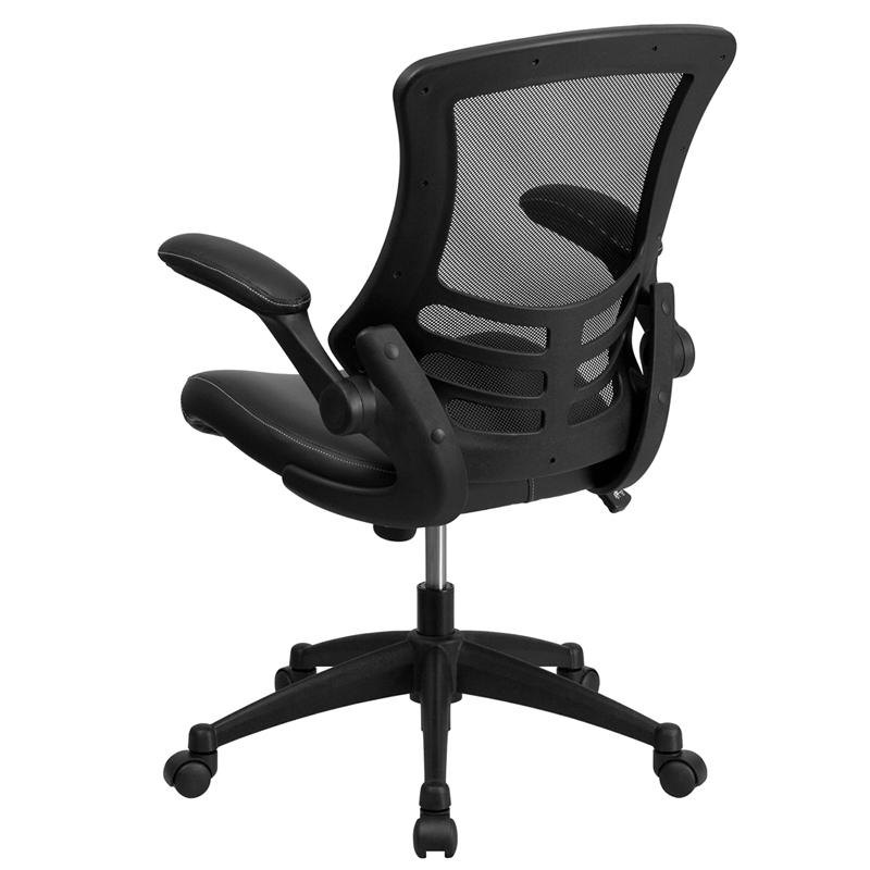 Desk Chair with Wheels | Swivel Chair with Mid - Back Black Mesh and LeatherSoft Seat for Home Office and Desk - Mervyns