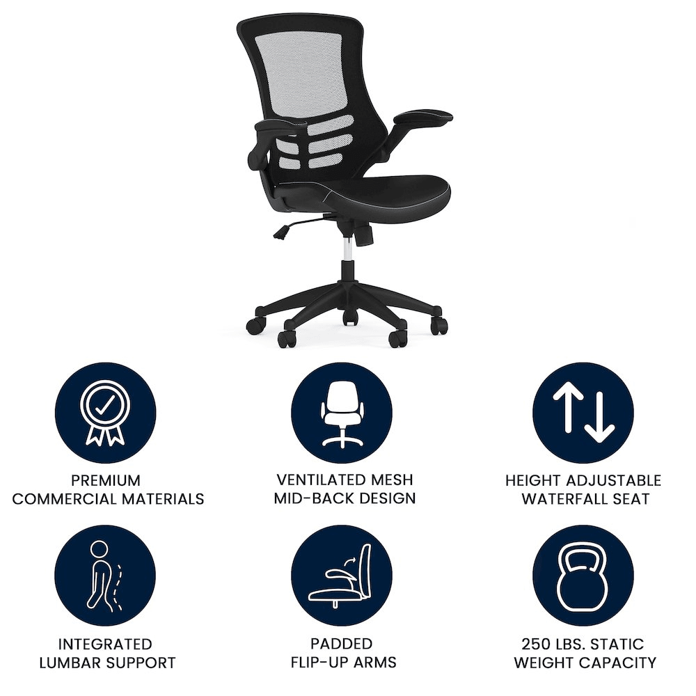 Desk Chair with Wheels | Swivel Chair with Mid-Back - Mervyns