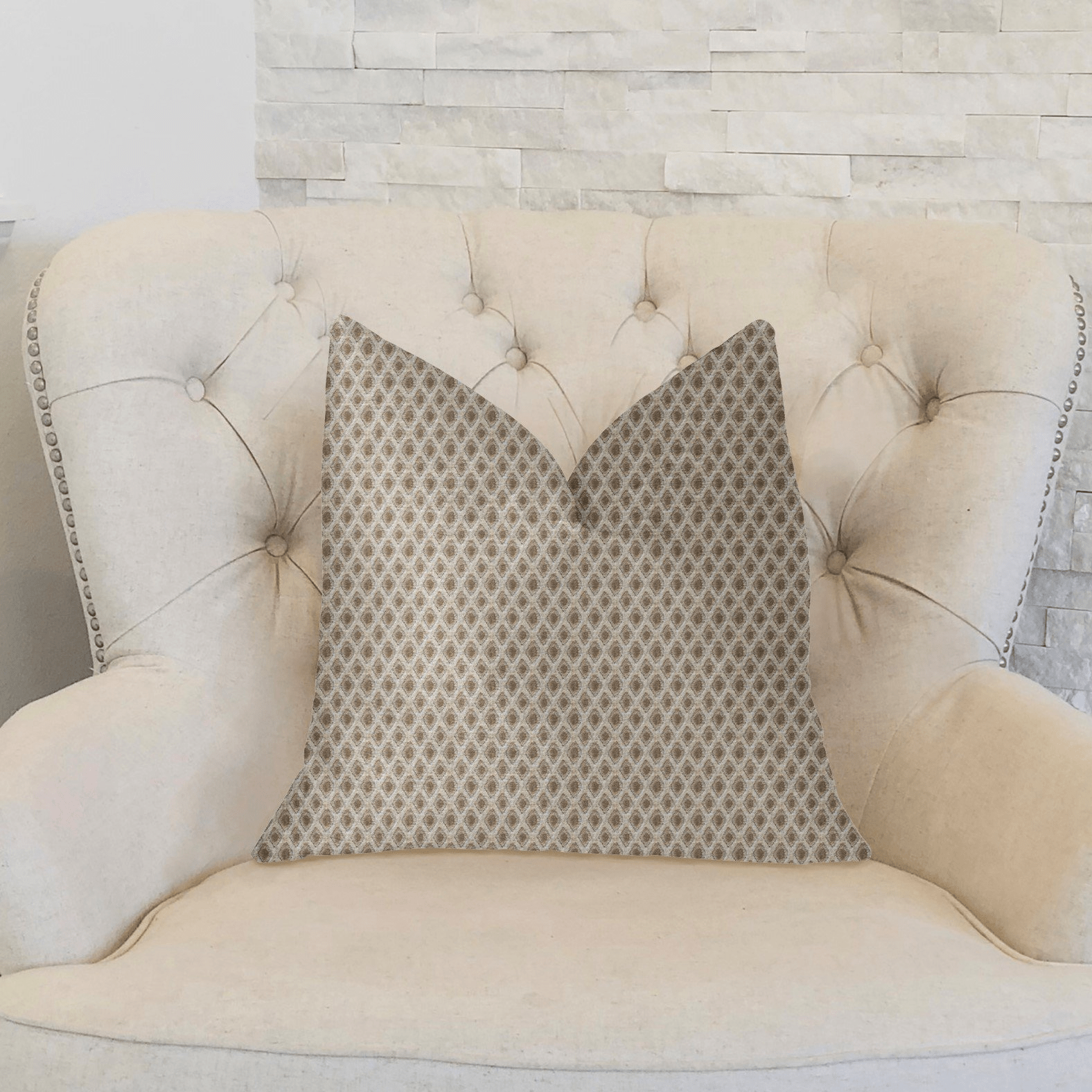 Diamant Beige and Brown Luxury Throw Pillow - Mervyns