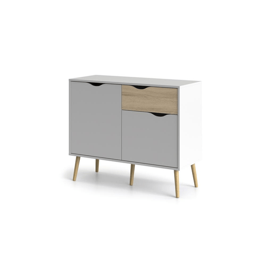 Diana Sideboard with 2 Doors and 1 Drawer, White/Oak Structure - Mervyns