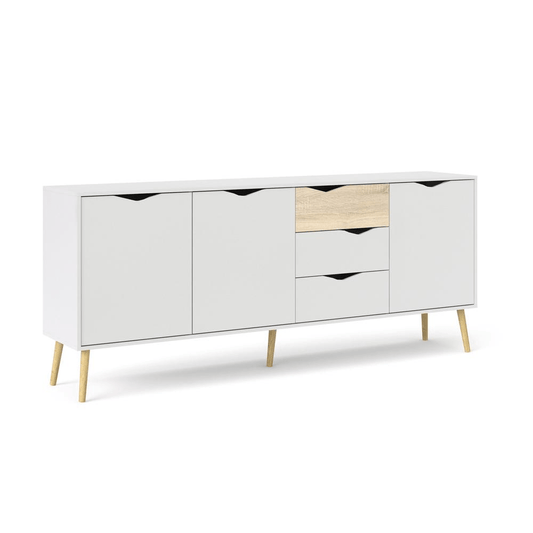 Diana Sideboard with 3 Doors and 3 Drawers, White/Oak Structure - Mervyns