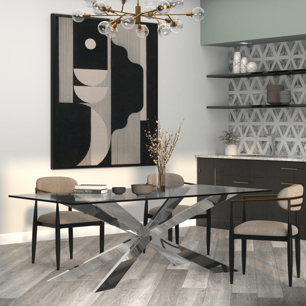 Dining Table With Chrome Base - Mervyns