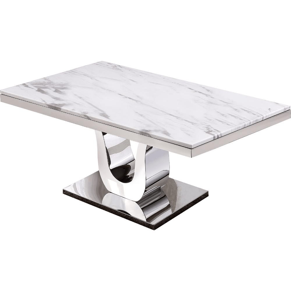 Dining Table with White Marble Top - Mervyns