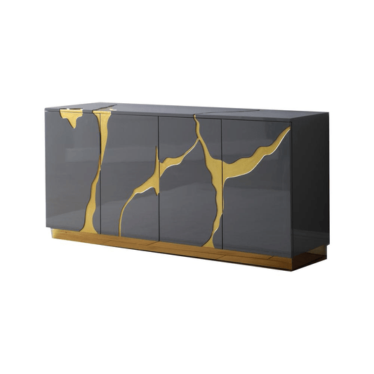 Domitianus 69" Lacquer with Gold Accents Sideboard, Grey - Mervyns