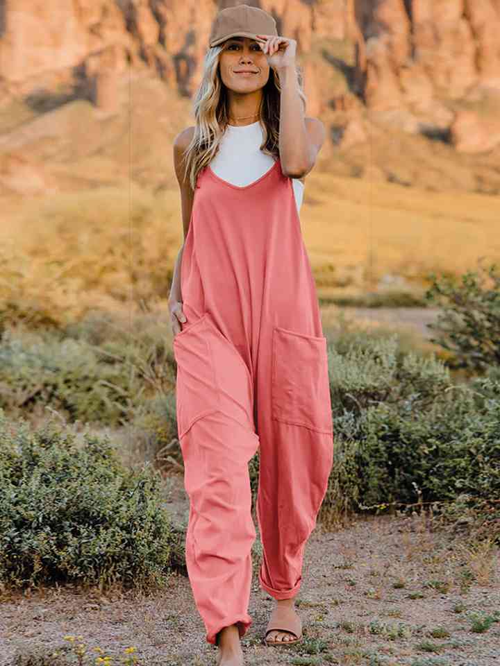 Double Take Full Size Sleeveless V - Neck Pocketed Jumpsuit - Mervyns