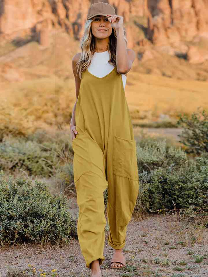 Double Take Full Size Sleeveless V - Neck Pocketed Jumpsuit - Mervyns