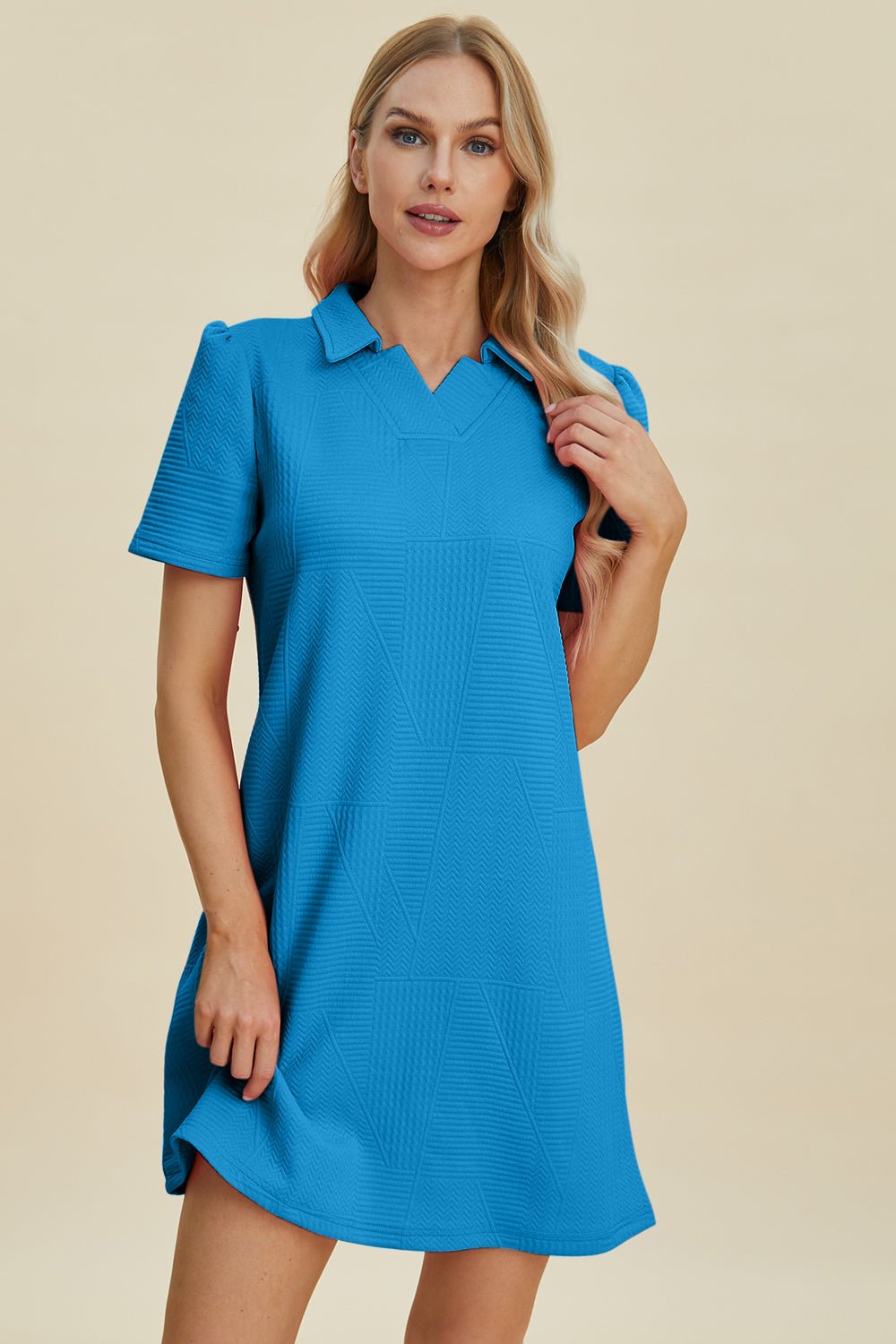 Double Take Full Size Texture Short Sleeve Dress - Mervyns