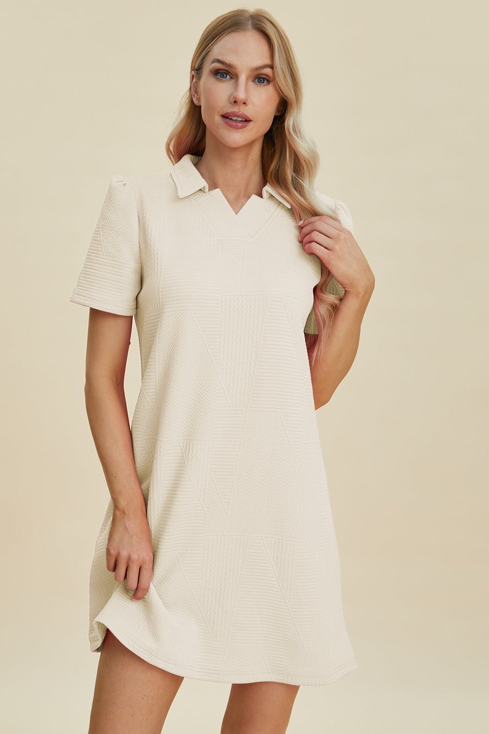 Double Take Full Size Texture Short Sleeve Dress - Mervyns