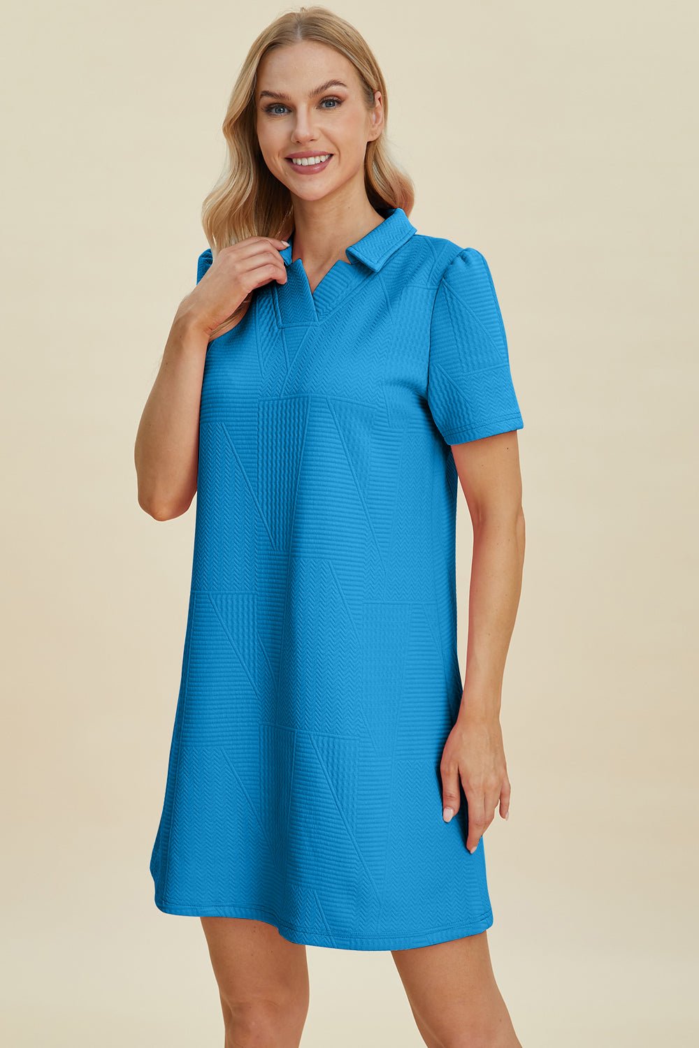 Double Take Full Size Texture Short Sleeve Dress - Mervyns