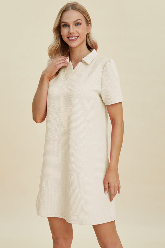 Double Take Full Size Texture Short Sleeve Dress - Mervyns