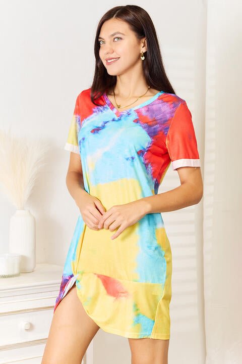 Double Take Tie - Dye V - Neck Twisted Dress - Mervyns