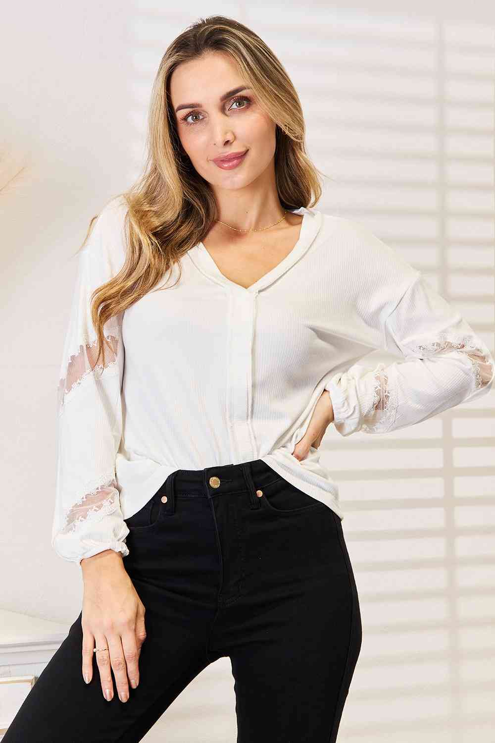 Double Take V - Neck Dropped Shoulder Blouse - Mervyns