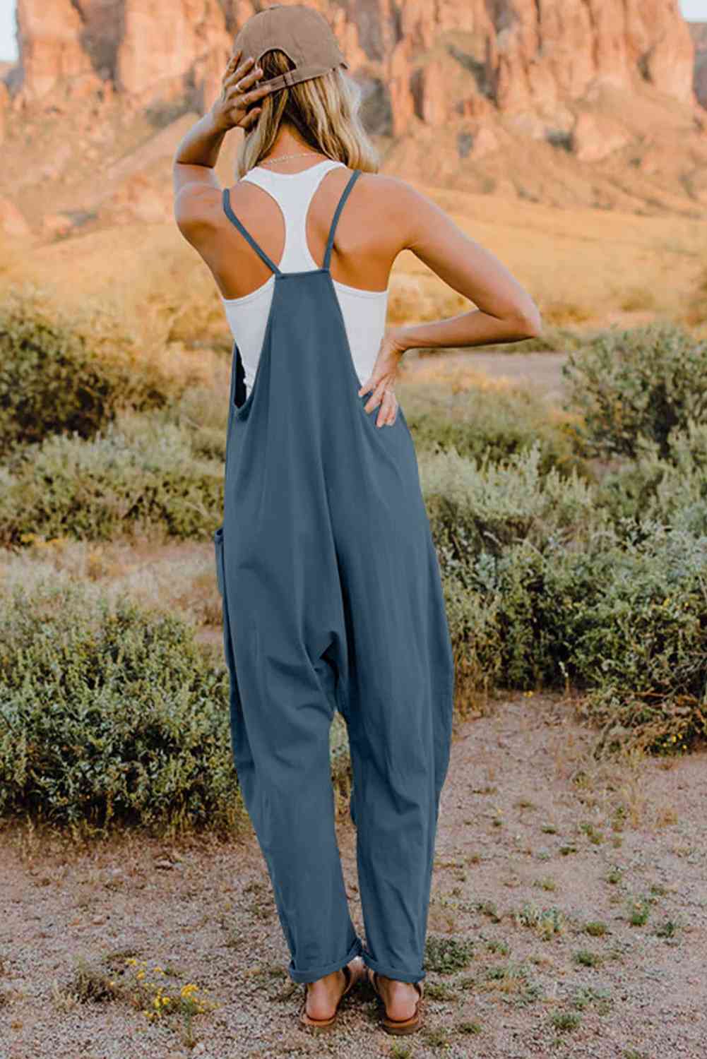 Double Take V - Neck Sleeveless Jumpsuit with Pocket - Mervyns