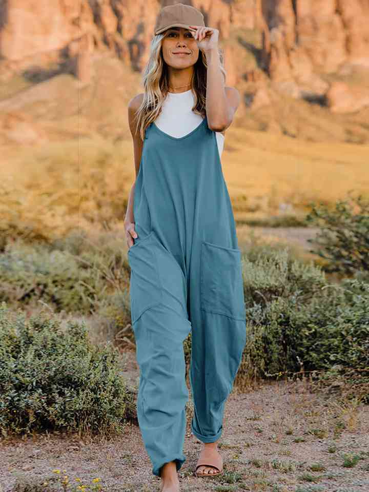 Double Take V - Neck Sleeveless Jumpsuit with Pocket - Mervyns