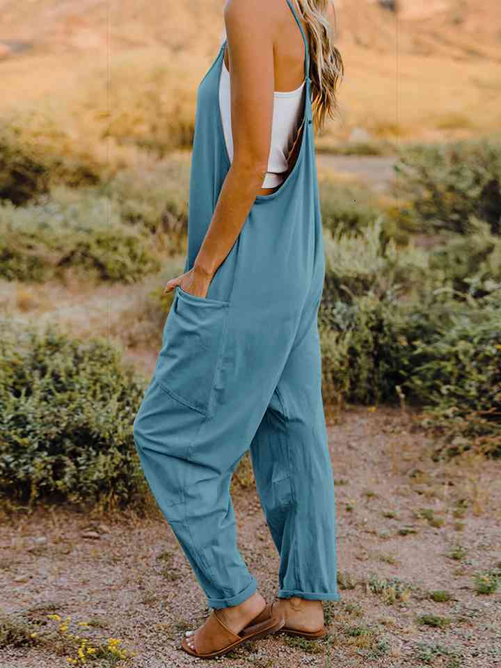 Double Take V - Neck Sleeveless Jumpsuit with Pocket - Mervyns