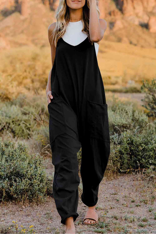 Double Take V - Neck Sleeveless Jumpsuit with Pocket - Mervyns