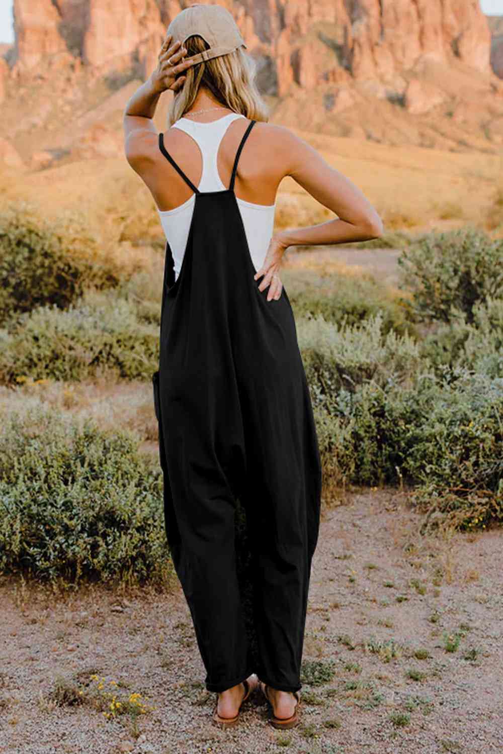 Double Take V - Neck Sleeveless Jumpsuit with Pocket - Mervyns