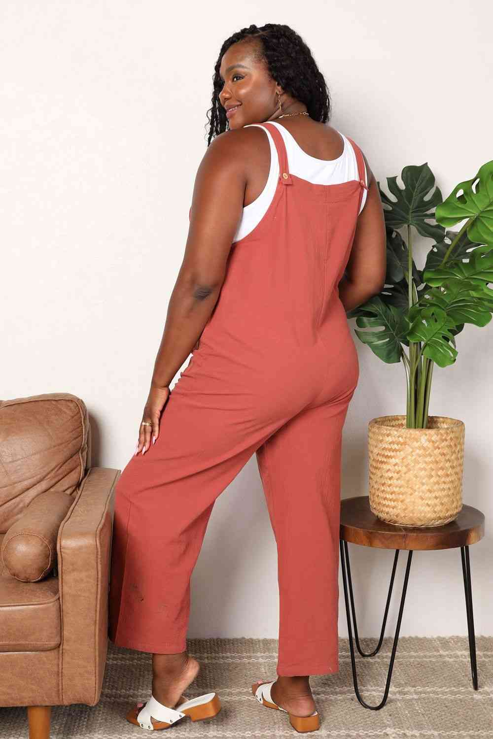 Double Take Wide Leg Overalls with Front Pockets - Mervyns