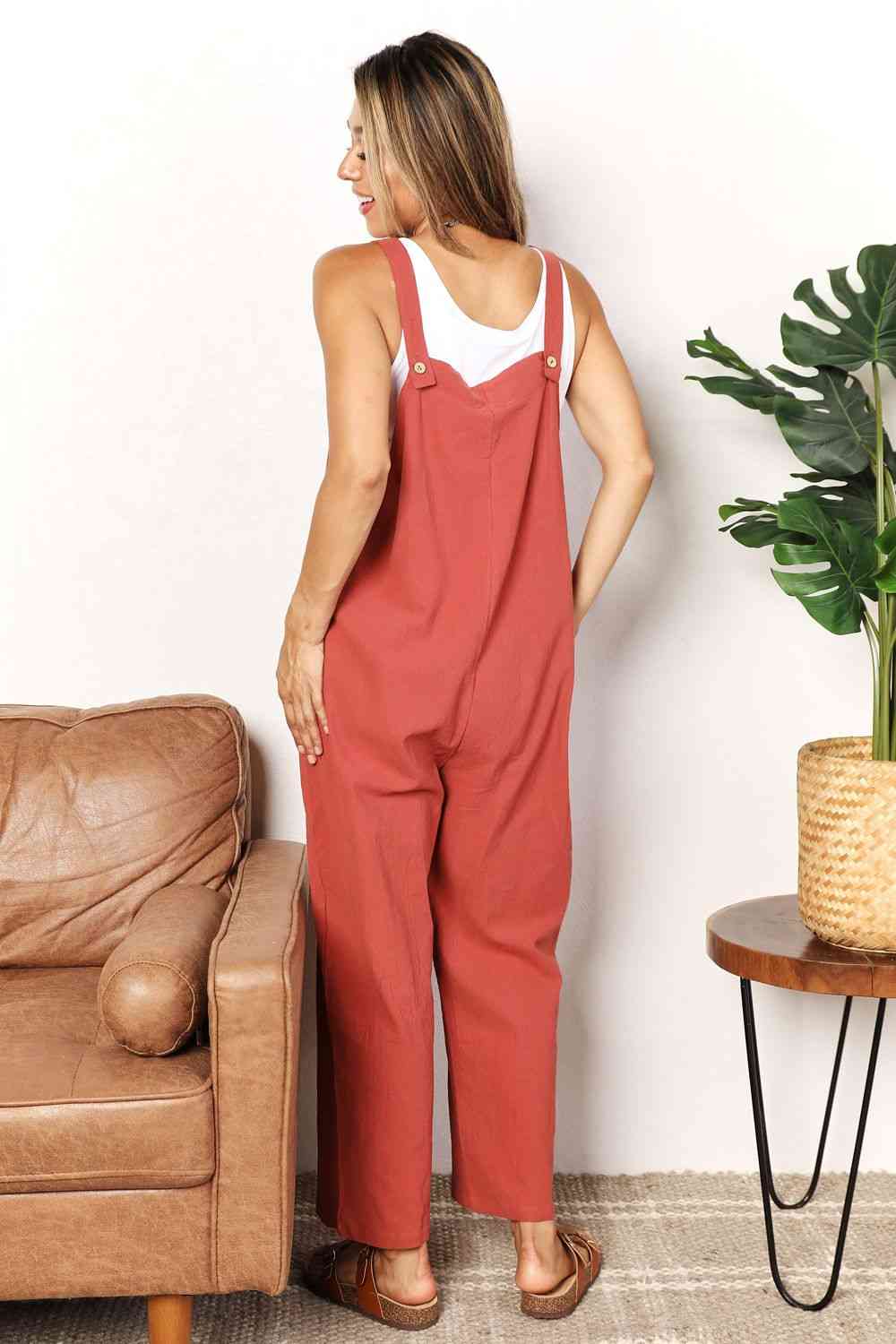 Double Take Wide Leg Overalls with Front Pockets - Mervyns