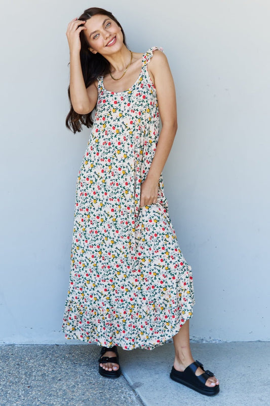 Doublju In The Garden Ruffle Floral Maxi Dress in Natural Rose - Mervyns