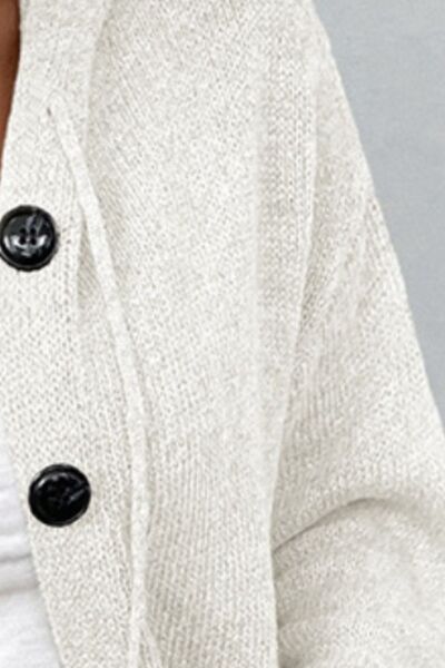 Drawstring Button Up Hooded Cardigan - Mervyns