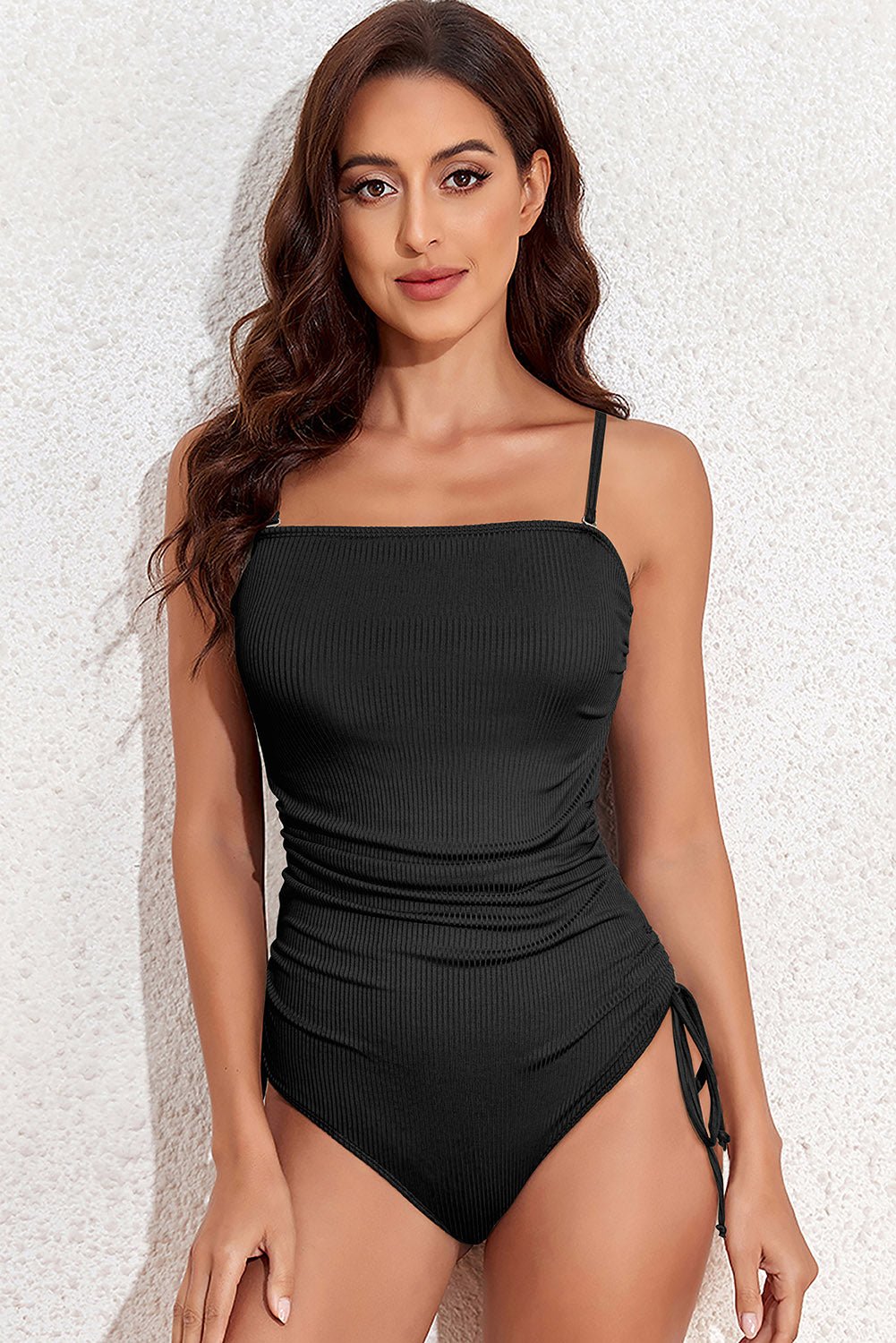 Drawstring Spaghetti Strap One - Piece Swimwear - Mervyns