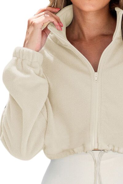 Drawstring Zip Up Dropped Shoulder Outerwear - Mervyns