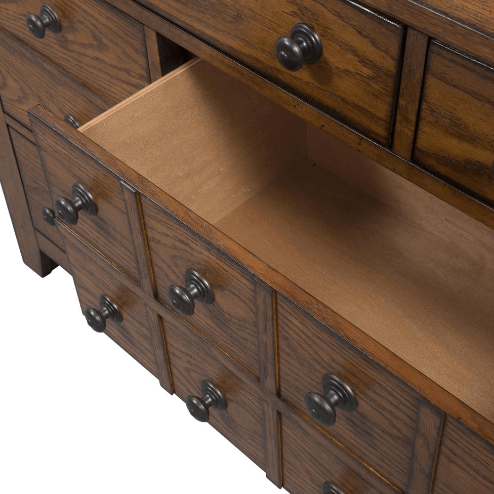 Dresser & Mirror (175 - BR - DM), Aged Oak Finish - Mervyns