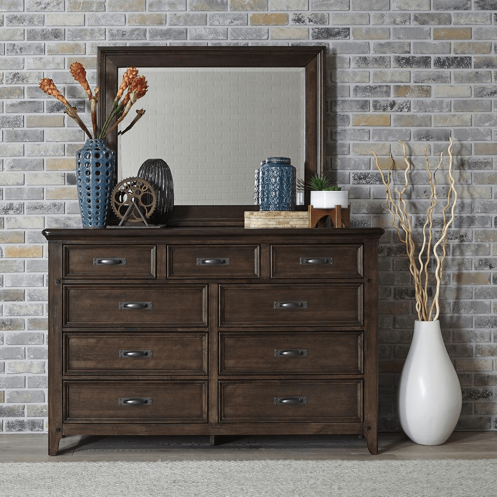 Dresser & Mirror (184 - BR - DM), Tobacco Finish - Mervyns